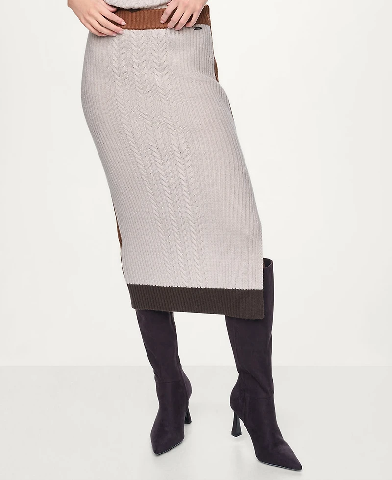Dkny Jeans Women's Color Block Ribbed Midi Pencil Skirt