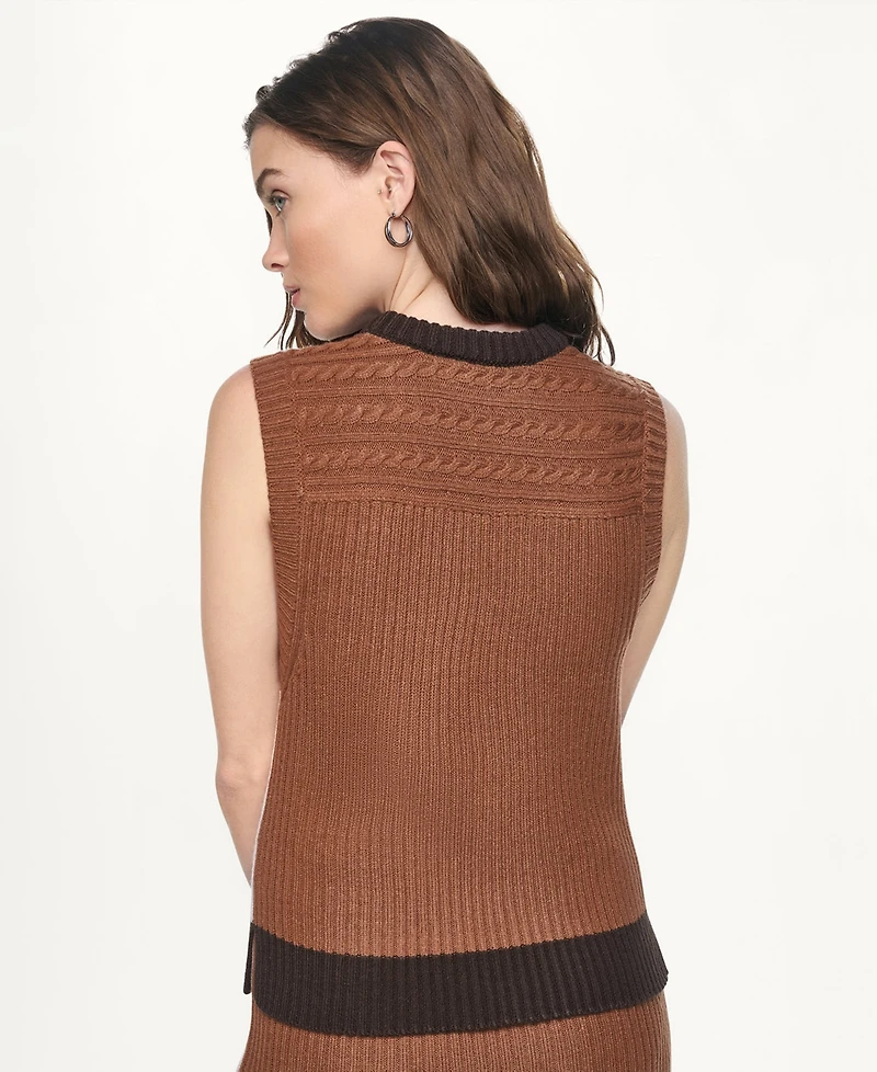 Dkny Jeans Women's Color Block Cable-Knit Crewneck Sweater