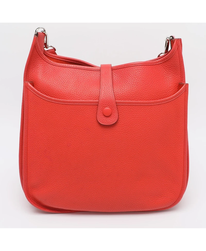 Pre-Owned HERMES women's Evelyne Iii Gm Rouge Tomate Taurillon Clemence Leather Shoulder Bag