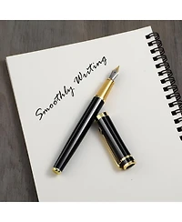 Danrong Luxury Metal Fountain Pen Set 0.5mm Fine Nib 6 Black Ink Cartridges Smooth Writing Gift for Business Office Journaling