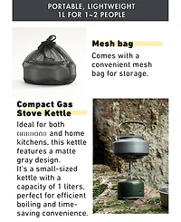 Piscifun 1 Liter Ultralight Hard Anodized Aluminum Camping Kettle For Coffee Tea