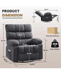 Streamdale Furniture 360 Swivel Rocker Recliner Chair with Side Pockets for Living Room