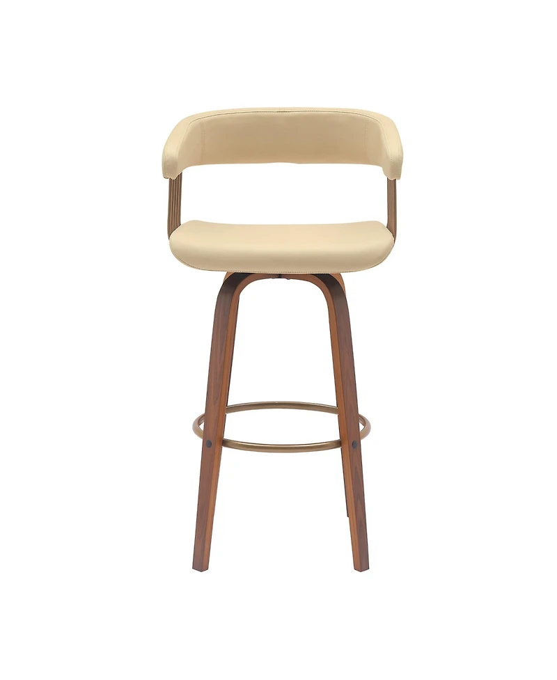 HomeRoots 31" Faux Leather Swivel Bar Height Bar Chair