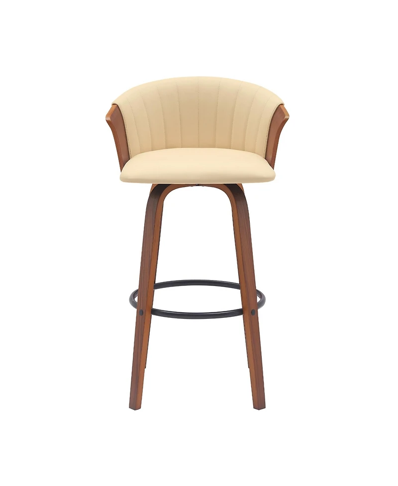 HomeRoots 30" Faux Leather Swivel Bar Height Bar Chair