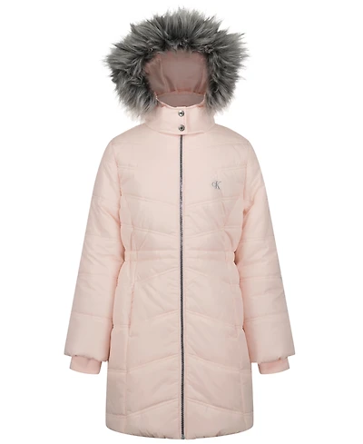 Calvin Klein Girls' 4-6X Aerial Hooded Puffer Jacket