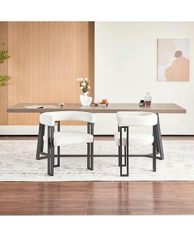 Streamdale Furniture Upholstered Dining Armchairs, Set of 2, Fabric and Metal Frame