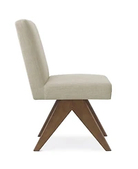 Maison Boucle Upholstered Dining Chairs Set of 2, Solid Wood Legs, Padded Full Back, Modern Side