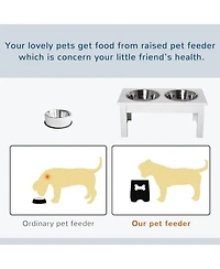 Ruie 6 in Small Elevated Dog Feeding Station with Stainless Steel Bowls