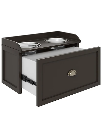 Ruie Raised Dog Bowl Feeding Station with Hidden Storage Drawer Cabinet