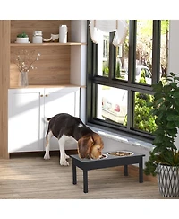 Ruie 23 in Wooden Elevated Dog Feeding Station with Stainless Steel Bowls