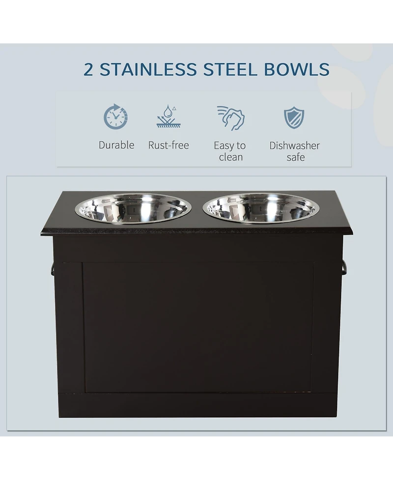 Ruie Raised Dog Feeding Storage Station with 2 Bowls for Large Pets