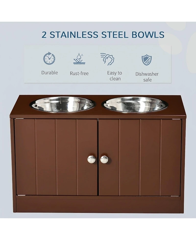 Ruie Elevated Dog Bowls Stand with Storage Cabinet and Magnetic Doors