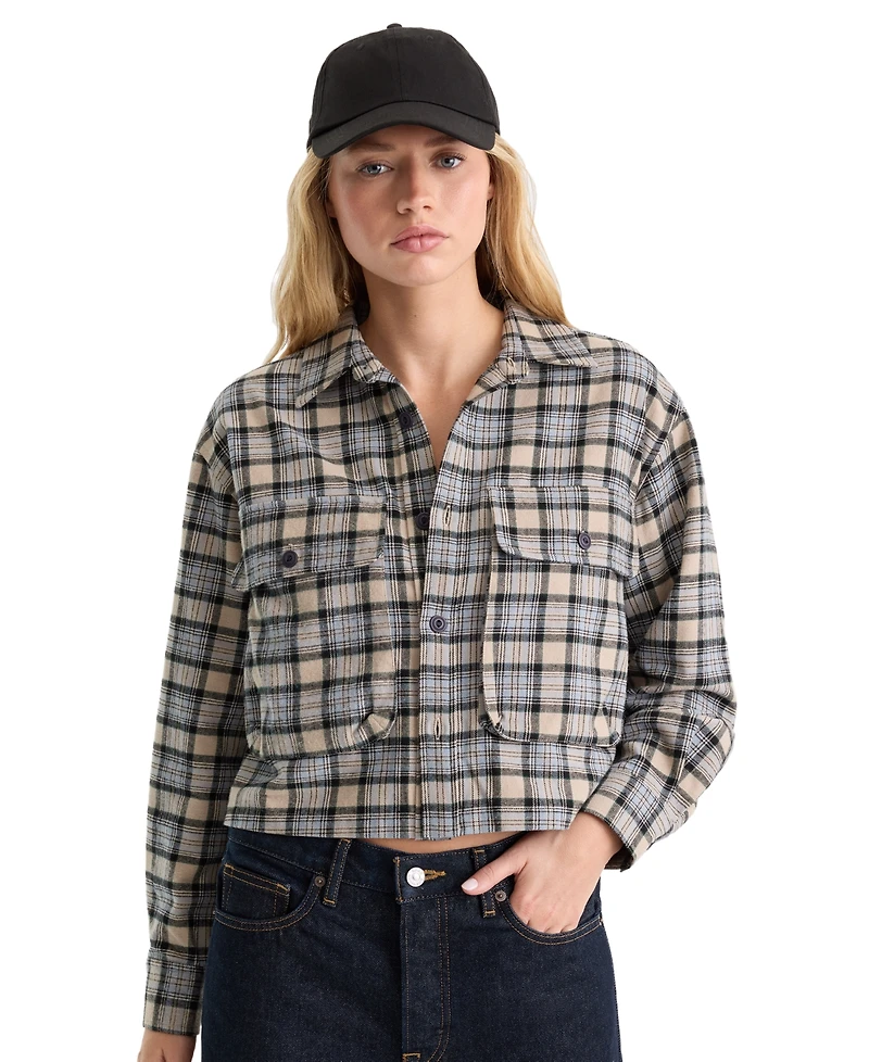 Good American Women's Button-Front Collared Shirt