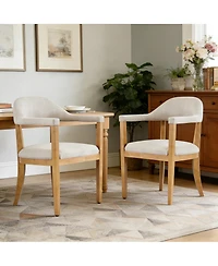 Boyel Living 2-Piece Upholstered Dining Chairs with Arms, Fabric and Rubberwood Frame, Modern Ergonomic