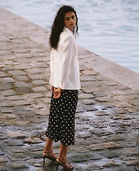 French Connection Women's Ennis Satin Polka Dot Pull-On Midi Skirt