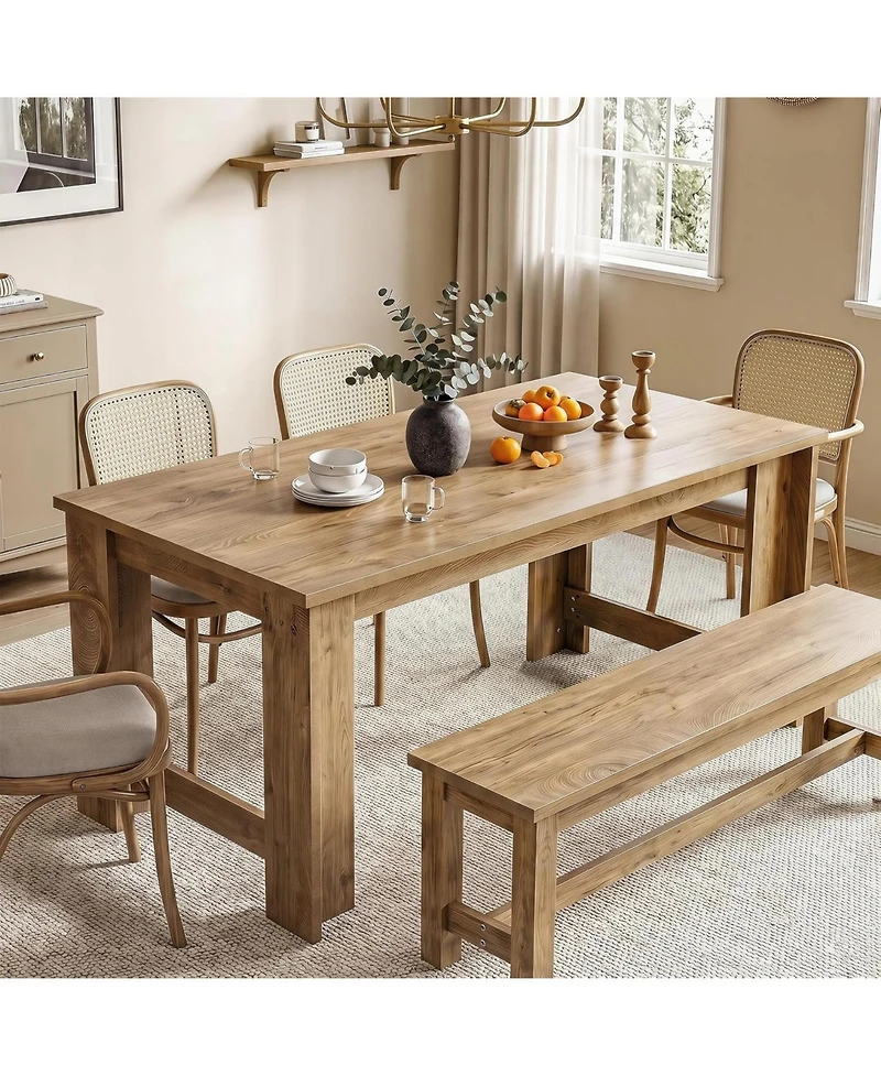 Tribesigns Dining Table for 6–8, 70.8" Farmhouse Dining Room Table with Sturdy Panel Legs, Large Wooden Kitchen Table