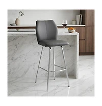 HomeRoots 26" Faux Leather and Iron Counter Height Bar Chair