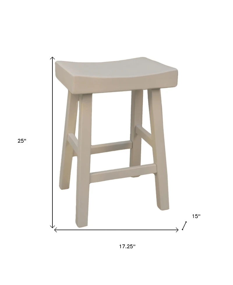 HomeRoots 25" Solid Wood Backless Counter Height Bar Chair