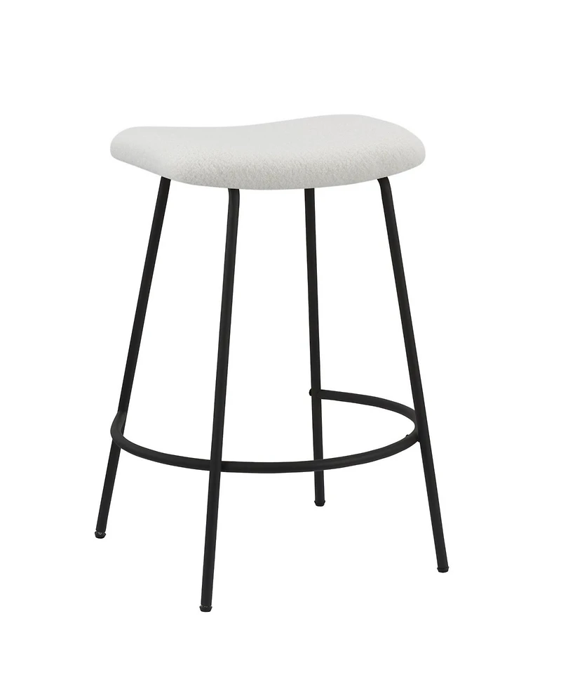 HomeRoots Set of Two 26" Fabric and Metal Backless Counter Height Bar Chairs