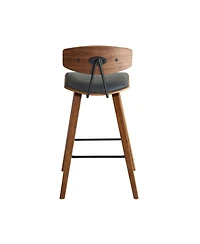 HomeRoots 29" Faux Leather and Iron Low Back Bar Height Bar Chair