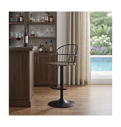 HomeRoots 23" Iron Low Back Adjustable Height Bar Chair