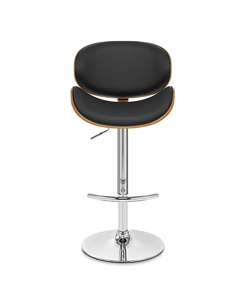HomeRoots 25" Faux Leather and Solid Wood Swivel Low Back Adjustable Height Bar Chair