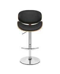 HomeRoots 25" Faux Leather and Solid Wood Swivel Low Back Adjustable Height Bar Chair