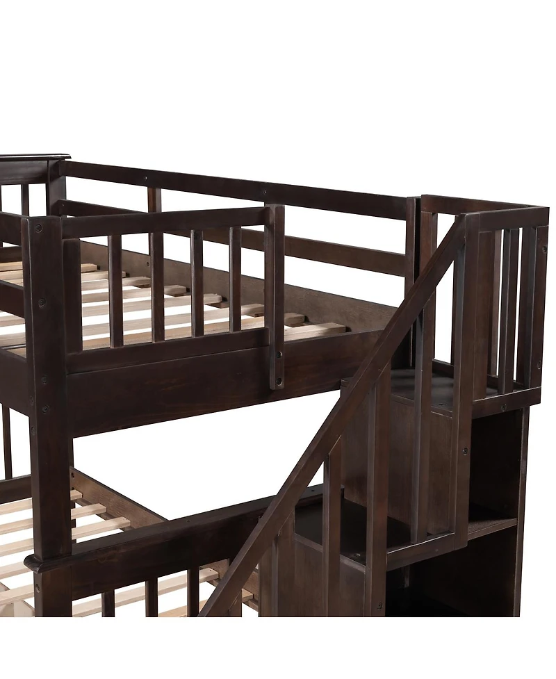 Streamdale Furniture Twin-Over-Twin Stairway Bunk Bed with Three Drawers - Espresso