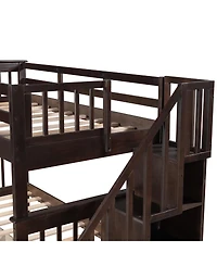 Streamdale Furniture Twin-Over-Twin Stairway Bunk Bed with Three Drawers - Espresso