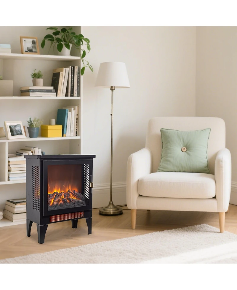 Mondawe 17 inch Freestanding Electric Fireplace Stove heater with 3D Flame
