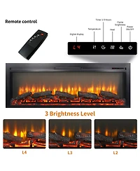 Mondawe 54 Inch In Wall Recessed Electric Fireplace With Remote And Multi Color Flame And Emberbed