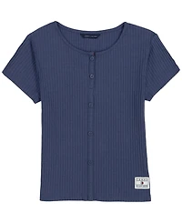 Tommy Hilfiger Girls' 7-16 Pointelle Rib 55 Short-Sleeve T-Shirt