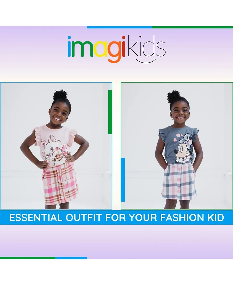 The Aristocats Toddler Girl's (2T-5T) 2-Piece T-Shirt and Plaid Skirt Set