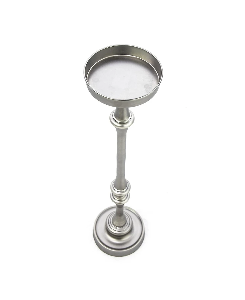 HomeRoots Brushed Silver Finish Drink Size Accent Table