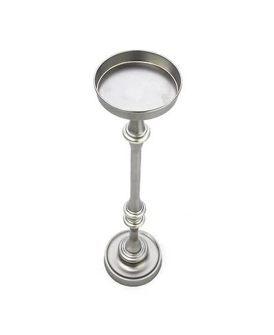HomeRoots Brushed Silver Finish Drink Size Accent Table