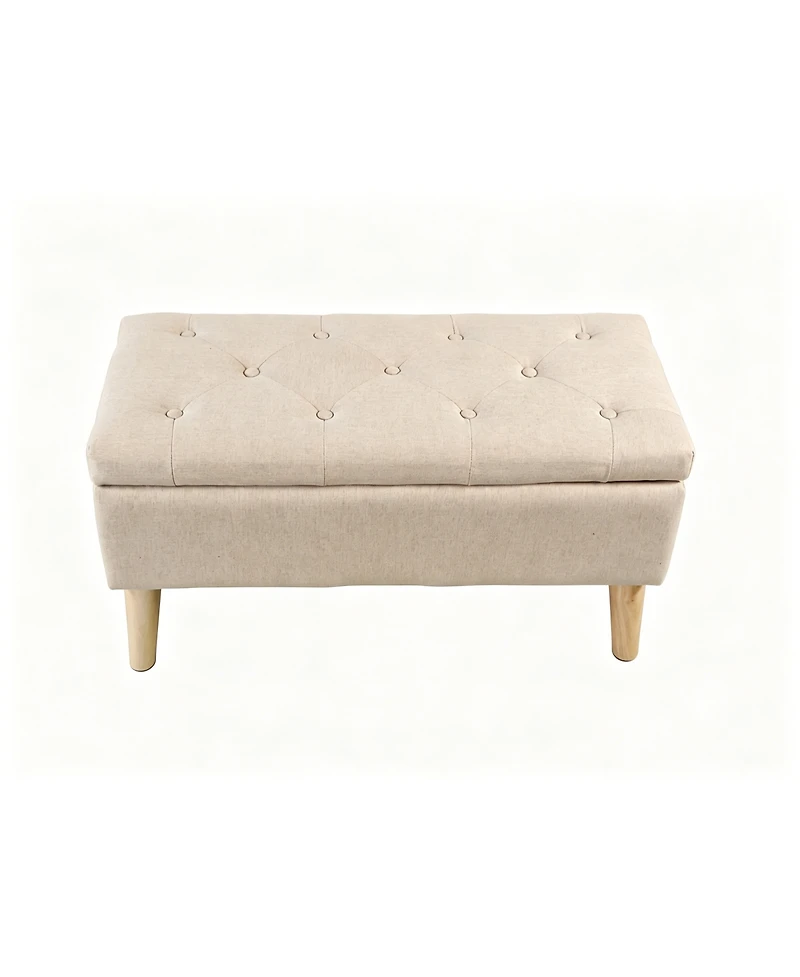 Streamdale Furniture 32" Wide Upholstered Storage Ottoman Bench with Built-in Tray