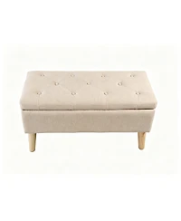 Streamdale Furniture 32" Wide Upholstered Storage Ottoman Bench with Built-in Tray
