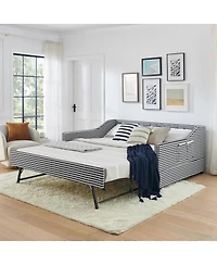 Streamdale Furniture Upholstered Full-Size Convertible Daybed with Trundle and Side Storage