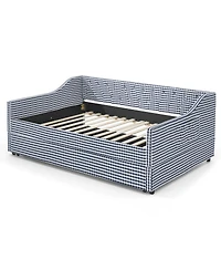 Streamdale Furniture Upholstered Full-Size Convertible Daybed with Trundle and Side Storage