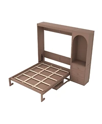 Streamdale Furniture Queen Size Murphy Bed with Storage, Led Lights, and 3 Drawers