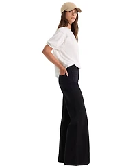 Good American Petite High-Rise Wide-Leg Ankle Pants