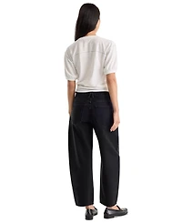 Good American Women's Mid-Rise Barrel-Leg Ankle Jeans