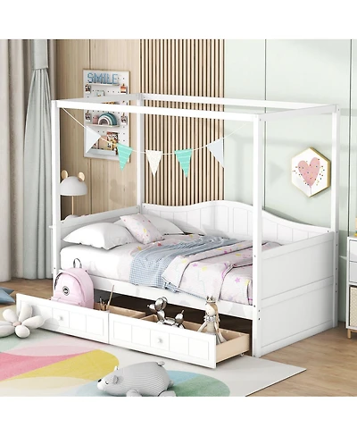 Streamdale Furniture Twin Size Canopy Day Bed with 2 Drawers