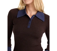 Good American Women's Collared Long-Sleeve Sweater