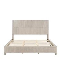 Streamdale Furniture King Solid Wood Platform Bed Frame with Tall Headboard, No Box Spring Needed