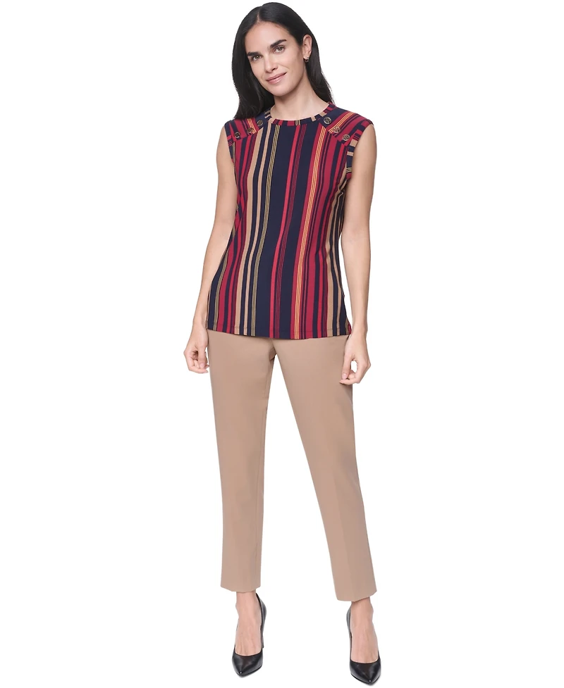 Tommy Hilfiger Women's Sleeveless Striped Crewneck Top
