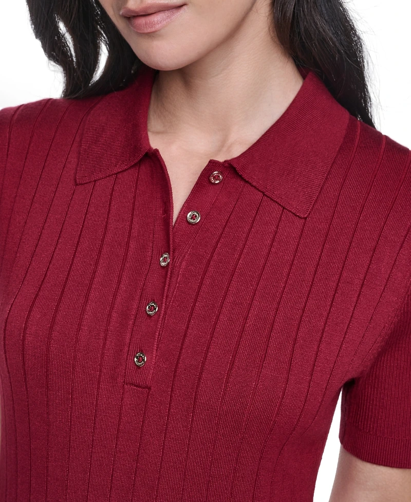 Tommy Hilfiger Women's Short-Sleeve Polo Sweater