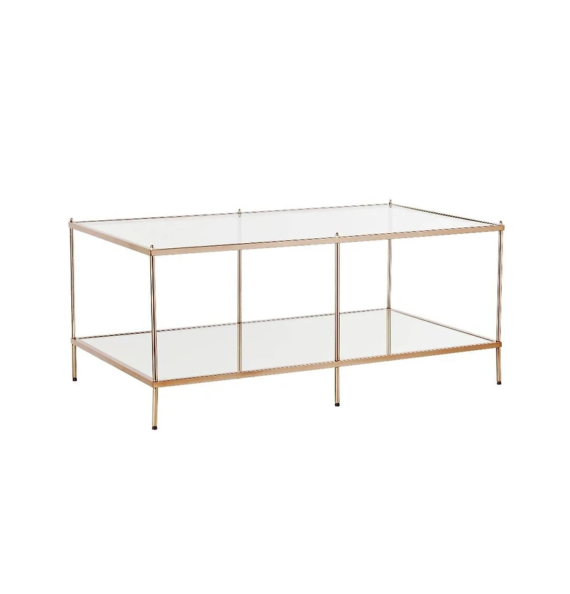 HomeRoots 42" Clear And Glass And Metal Coffee Table