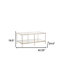 HomeRoots 42" Clear And Glass And Metal Coffee Table