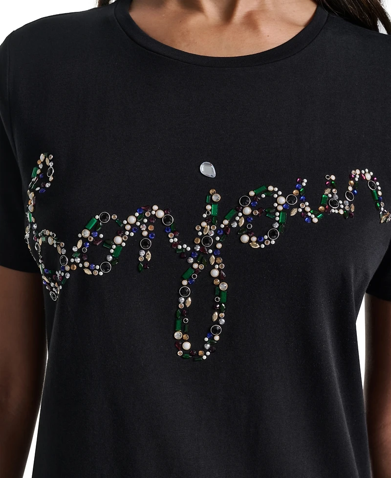 Karl Lagerfeld Paris Women's Short-Sleeve Crewneck T-Shirt